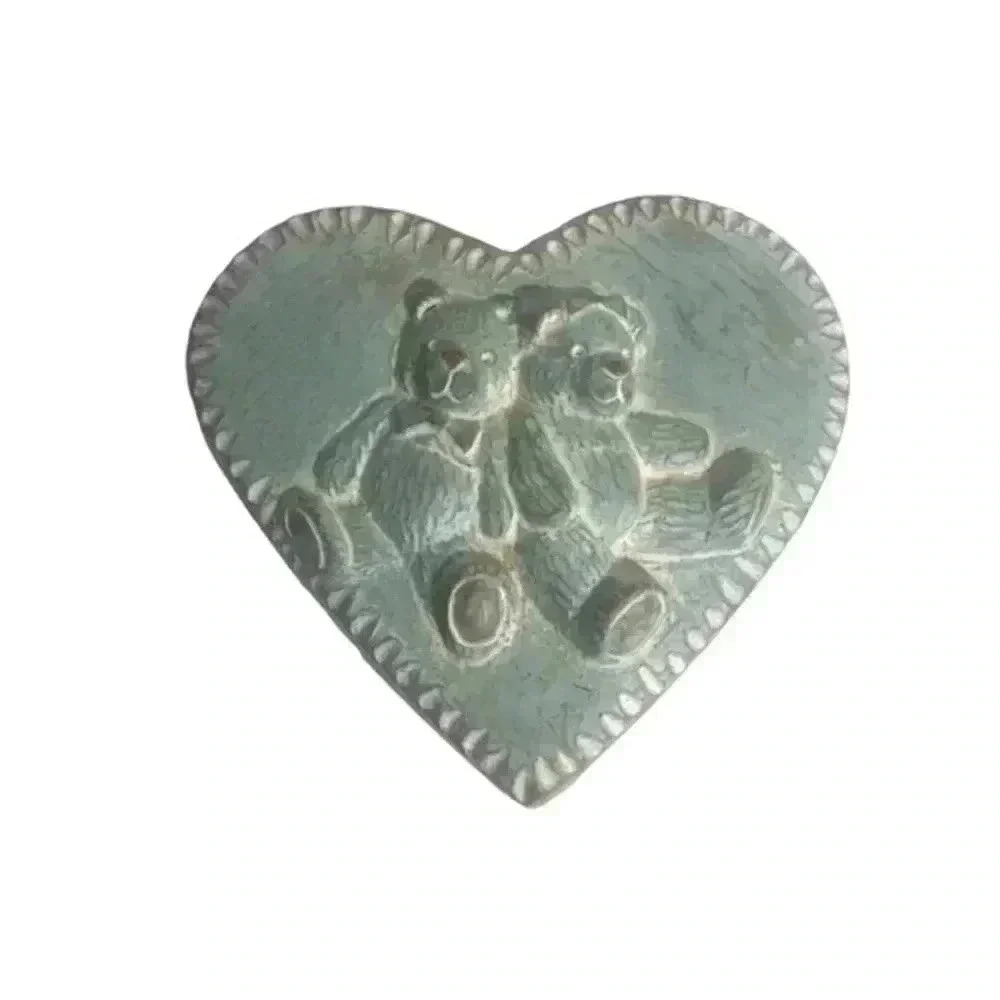 Retired Signed Isabel Bloom cement Teddy Bear heart statue 2001